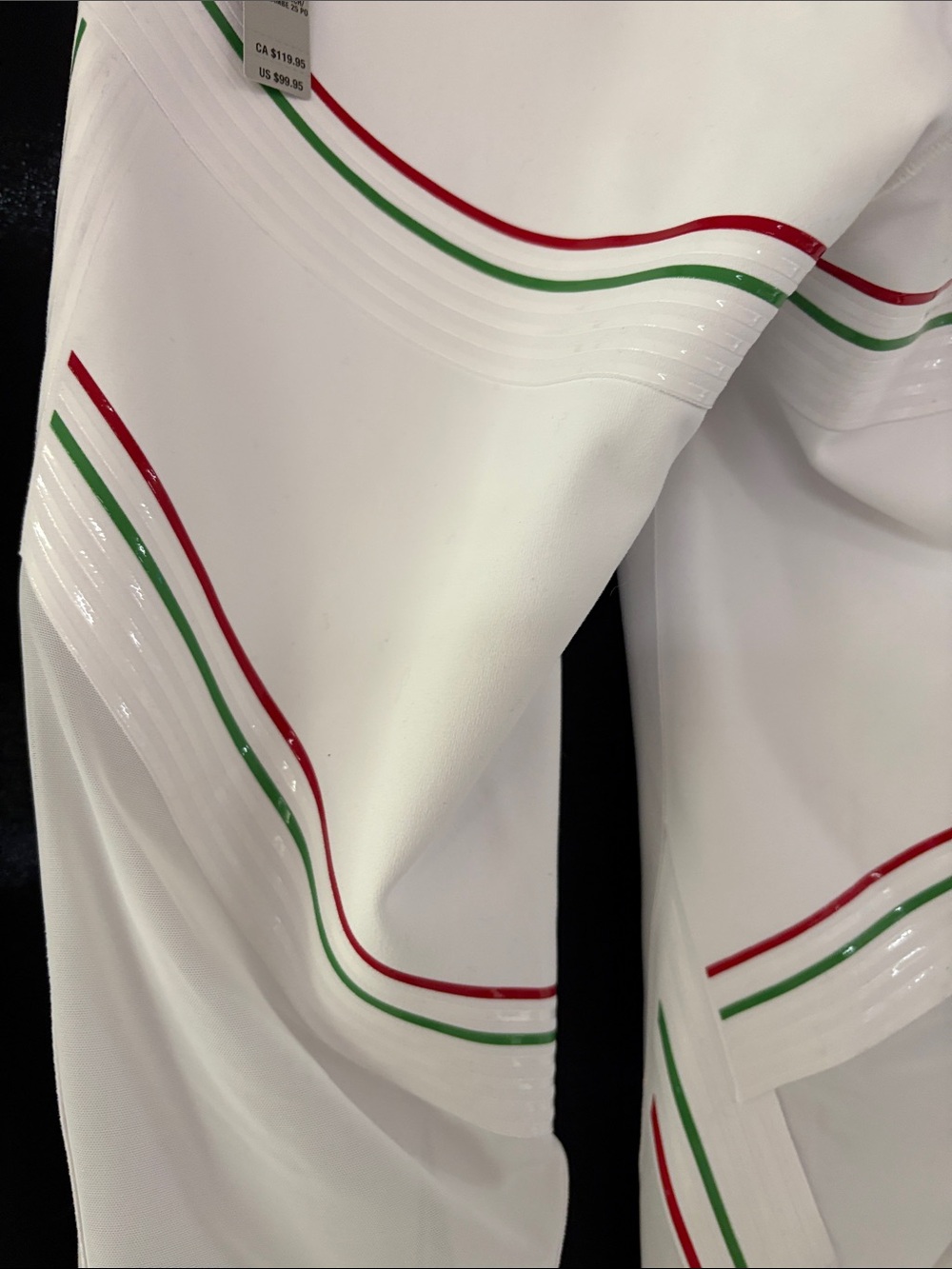 VSX White High-Waist Leggings with Red & Green Stripe Accents - Picture 6 of 6